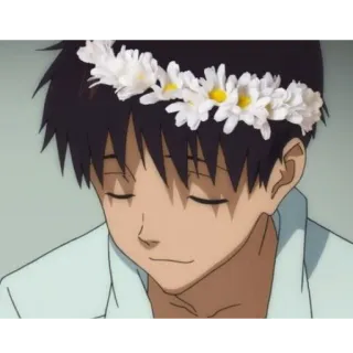🌼 d310703c Shinji Ikari Neon Genesis Evangelion อนิเมะ, ตัวละคร, มงกุฎดอกไม้, อีวานเกเลียน telegram sticker