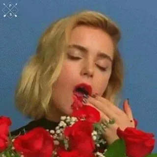 😩 440d620b 여자, 먹는, 장미, 빨간색, 초상화, 케이크 whatsapp sticker