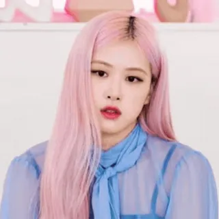 🖤 6e11b67b Rose rosa, k-pop, capelli rosa, cantante, donna, femmina whatsapp sticker