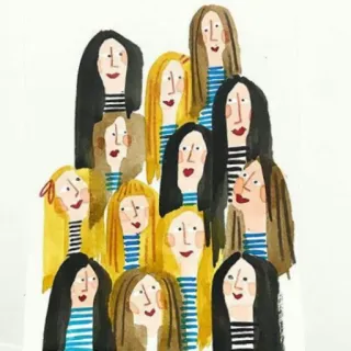 🙂 f6adbc72 女性グループ, 女性, イラスト, 人々, アート, 絵 telegram sticker