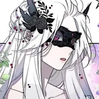 🕊 3ac32178 动漫, 面具, 花, 肖像, 女人, 艺术, 插画 telegram sticker