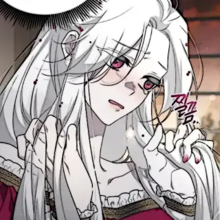 🕊 c43a7d2e 찔끔... 动漫, 漫画, 插画, 女性, 白发, 红眼, 悲伤 telegram sticker