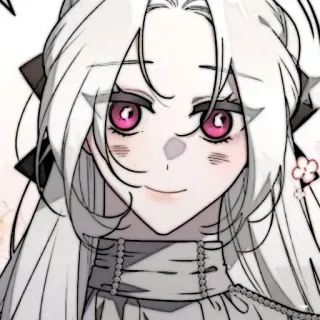 🕊 f2875321 动漫女孩, 白发, 粉色眼睛, 卡通, 艺术, 漫画, 插画 telegram sticker