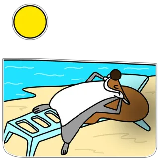 🏝 ea7379a9 pantai, santai, matahari, rubah, kartun, liburan telegram sticker