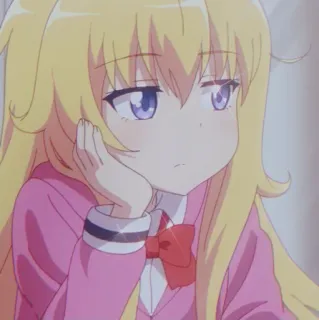 😒 ee1c8e17 สาวอนิเมะ, น่ารัก, ผมบลอนด์, ตาสีม่วง, การ์ตูน telegram sticker