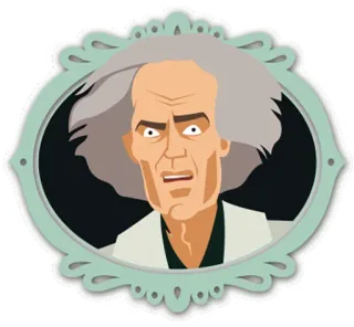 🤓 1b410e86 Dr. Emmett Brown Back to the Future Dr. Emmett Brown, Volver al futuro, Película, Ciencia ficción, Excéntrico, Viaje en el tiempo, Científico telegram sticker