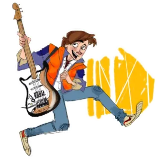 🎼 fd8c5588 Marty McFly Back to the Future UNO 2022 Marty McFly, guitarra, Regreso al Futuro, película, personaje, años 80, ciencia ficción telegram sticker