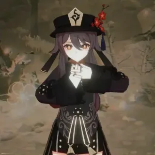 🤞 21ce74e1 Hu Tao Genshin Impact Hu Tao, Genshin Impact, anime, video game, character, hat telegram sticker