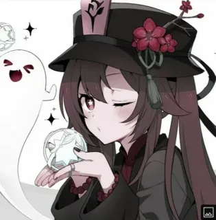 😚 5ec39d0b Hu Tao Genshin Impact anime, genshin impact, hu tao, waifu, cute, ghost telegram sticker