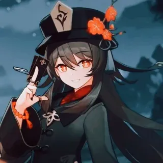 😎 7ae745a1 Hu Tao Genshin Impact anime, video game, Hu Tao, Genshin Impact, character, woman, hat telegram sticker