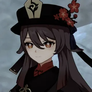 🙃 de593aff Hu Tao Genshin Impact anime, video game, Hu Tao, Genshin Impact, character, female, hat telegram sticker