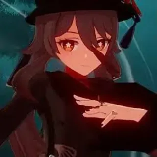 🤩 f681efef Hu Tao Genshin Impact anime, video game, Hu Tao, Genshin Impact, character, hat, red eyes telegram sticker