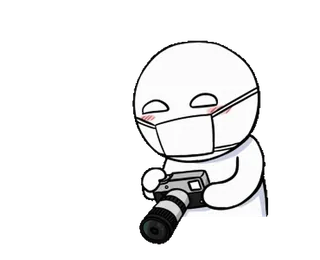 📸 50aa6888 pegatina, dibujo animado, personaje, máscara, fotógrafo, cámara, simple telegram sticker