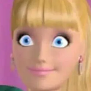 😟 baf30f9e Barbie 卡通, 娃娃, 动画, 金色, 眼睛 whatsapp sticker