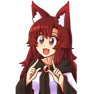 😃 4e764256 anime, mangá, desenho animado, cabelo ruivo, orelhas de raposa, fofo, kawaii telegram sticker