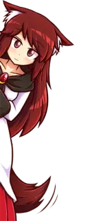 👀 b4f7baeb Anime, Mangá, garota lobo, cabelo ruivo, fantasia, desenho animado, ilustração telegram sticker