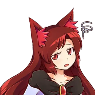 😠 eb561637 anime, garota raposa, cabelo ruivo, fofo, confuso, kawaii, desenho animado telegram sticker