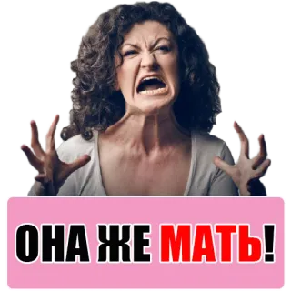 😡 aa3c0685 ОНА ЖЕ МАТЬ! woman, angry, mother, meme, russian telegram sticker