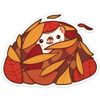 👀 b0c78e99 고슴도치, 가을, 나뭇잎, 귀여운, 가을, 동물 telegram sticker