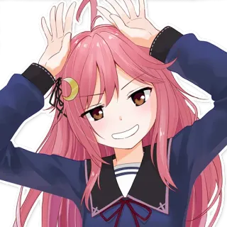 😺 63d1b8d4 anime, ragazza, capelli rosa, uniforme scolastica, carina, orecchie da coniglio telegram sticker