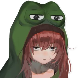 😒 7693c2a9 Pepe the Frog Meme, Rana, Felpa con cappuccio, Anime, Ragazza telegram sticker