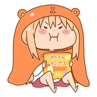 ☺️ 9a7d5753 ポテイトチップス Anime, Chibi, Cibo, Patatine, Carino, Ragazza, Felpa con cappuccio telegram sticker
