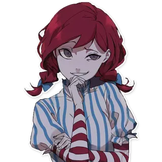 🤔 190b44be Wendy Anime, Wendy's, Maskotka, Restauracja, Fast food, Dziewczyna, Rude włosy, Kreskówka telegram sticker