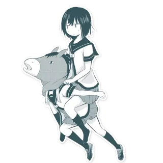 🐴 8f40081f Anime, Manga, Dziewczyna, Koń, Zwierzę, Słodkie, Naklejka, Ilustracja telegram sticker