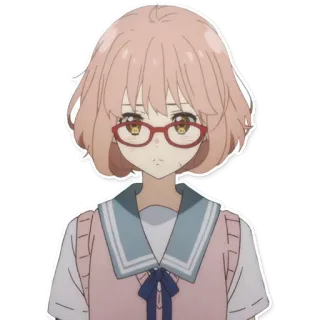 😕 efb9d4a1 Mirai Kuriyama Beyond the Boundary Anime, Dziewczyna, Okulary, Mundur szkolny, Różowe włosy, Słodkie telegram sticker
