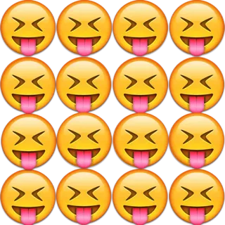 😝 37cfc379 表情符号, 脸, 舌头, 图案, 黄色, 表情 telegram sticker