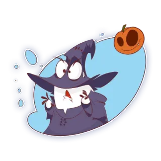 🎃 54744b26 พ่อมด, ฮาโลวีน, เวทมนตร์, การ์ตูน, น่ากลัว, ฟักทอง telegram sticker