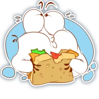 🍔 a228153a การ์ตูน, กิน, แซนวิช, อาหารกลางวัน, อาหาร, ขนม telegram sticker