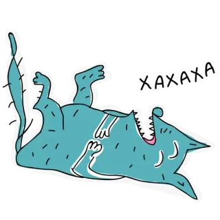 🤣 1c5168db XAXAXA chat, rire, animal, drôle, dessin animé, bleu telegram sticker