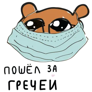 🧴 4466d072 ПОШЁЛ ЗА ПРЕЧЕИ ours, masque facial, texte russe, animal, autocollant telegram sticker