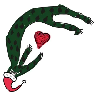 💚 e679460a lézard, coeur, bonnet de Noël, noël, vert, mignon, animal telegram sticker