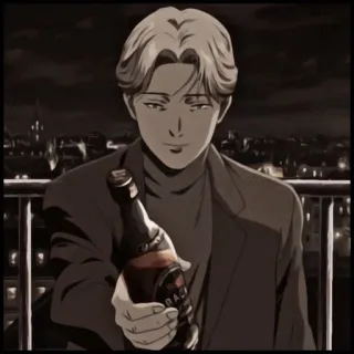 🦋 124a068c Johan Liebert Monster 动漫, 怪物, 约翰·李贝特, 啤酒, 喝酒, 角色, 反派 telegram sticker