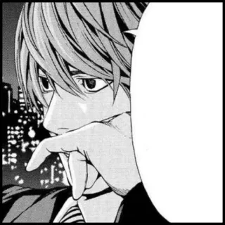 🦋 797ca20a Light Yagami Death Note 动漫, 漫画, 死亡笔记, 夜神月, 角色, 思考, 城市 telegram sticker
