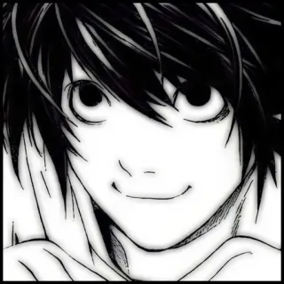 🦋 a81f2a07 L Lawliet Death Note 动漫, 漫画, 侦探, 推理, 黑暗, 死亡笔记, 角色, L telegram sticker