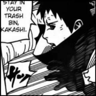 🦋 d5b373e6 Kakashi Naruto STAY IN YOUR TRASH BIN, KAKASHI. 动漫, 漫画, 旗木卡卡西, 垃圾话, 漫画, 卡通 telegram sticker