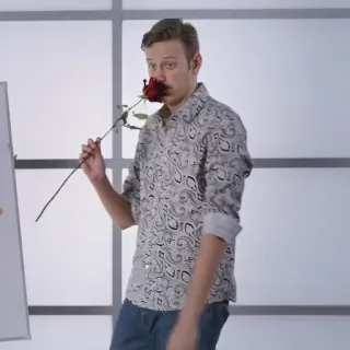 🌹 12e1e3d7 pria, mawar, potret, kasual, dalam ruangan telegram sticker