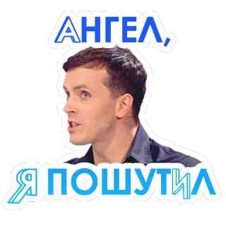 🙂 05f6a9d1 АНГЕЛ, Я ПОШУТИЛ man, russisch, tekst, persoon, gezicht, sticker telegram sticker