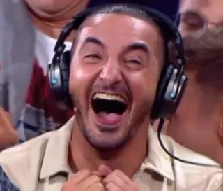 😄 815e5079 man, headphones, laughing, expression, happy telegram sticker