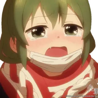 😂 ce2eed9f anime, karakter, menangis, sedih, masker, kawaii, imut whatsapp sticker