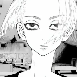 🗝 822c2b67 OWLING Anime, Manga, Charakter, Zeichnung, Porträt, Schwarzweiß telegram sticker