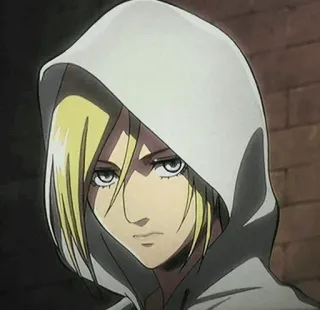 🤫 0e514086 Annie Leonhart Attack on Titan anime, cartone animato, felpa con cappuccio, capelli biondi, personaggio anime, L'attacco dei giganti telegram sticker
