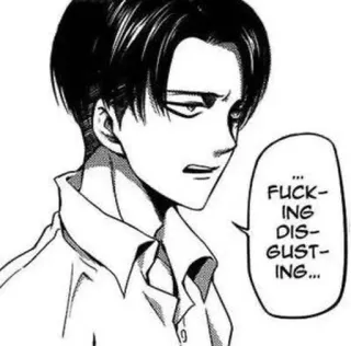 🤫 96d13578 Levi Ackerman Attack on Titan ...FUCKING DISGUSTING... Anime, Manga, Levi, Ackerman, L'Attacco dei Giganti, disgustato telegram sticker