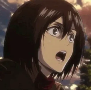 🤫 a990053a Mikasa Ackerman Attack on Titan anime, attack on titan, mikasa, spaventata/o, scioccata/o telegram sticker