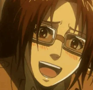 🤫 ec14fc13 Hanji Zoe Attack on Titan Anime, Hanji Zoe, L'attacco dei giganti, Divertente, Felice, Scienziato telegram sticker