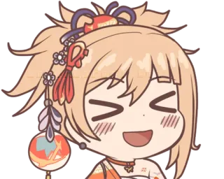 😆 5fc1526e Yoimiya Genshin Impact yoimiya, genshin impact, anime, chibi, happy, cute telegram sticker