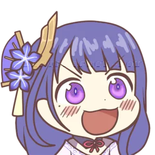 😀 e14ab8e1 Raiden Shogun Genshin Impact anime, cartoon, raiden shogun, genshin impact, purple hair, video game character telegram sticker